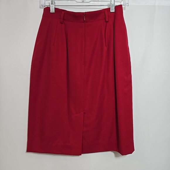 Vintage Talbots Pencil Skirt Womens Size 8 100% Wool Business Career Red Pockets - Picture 2 of 8